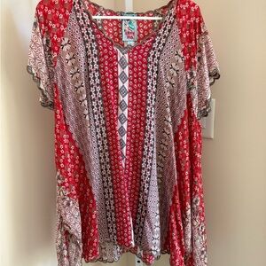 Johnny Was Tunic Short Sleeve Top